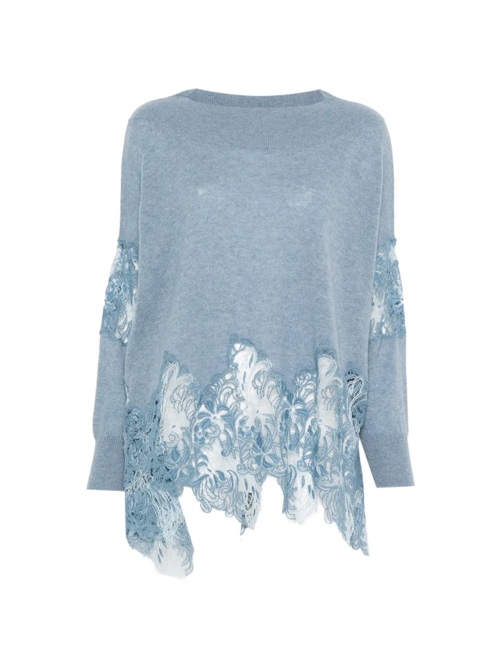 Ermanno Scervino Maglione con rifinitura in pizzo - Blu