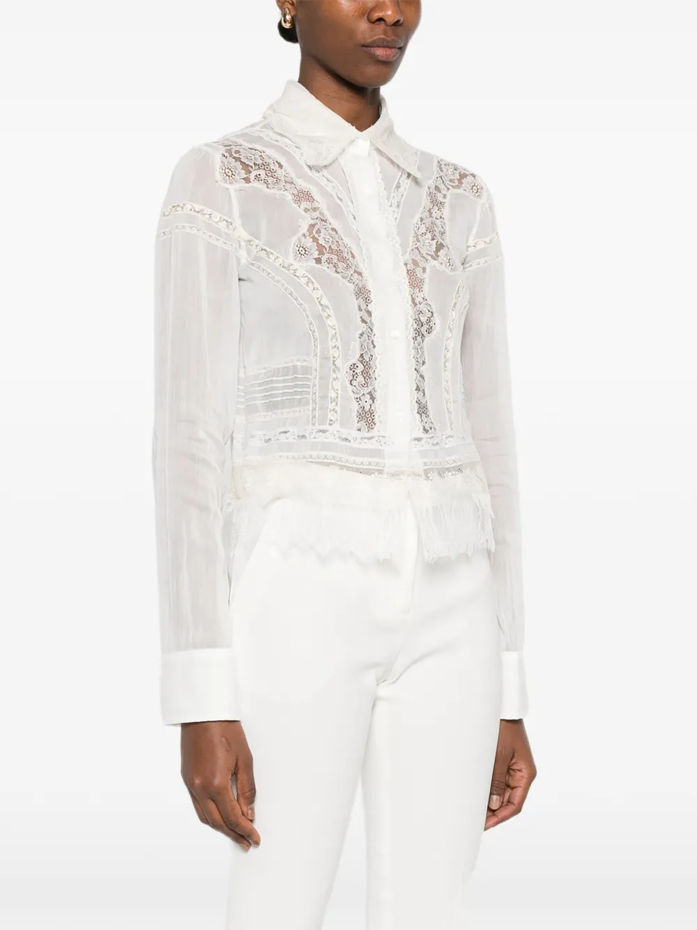 Ermanno Scervino Blouse met geborduurd kant Wit