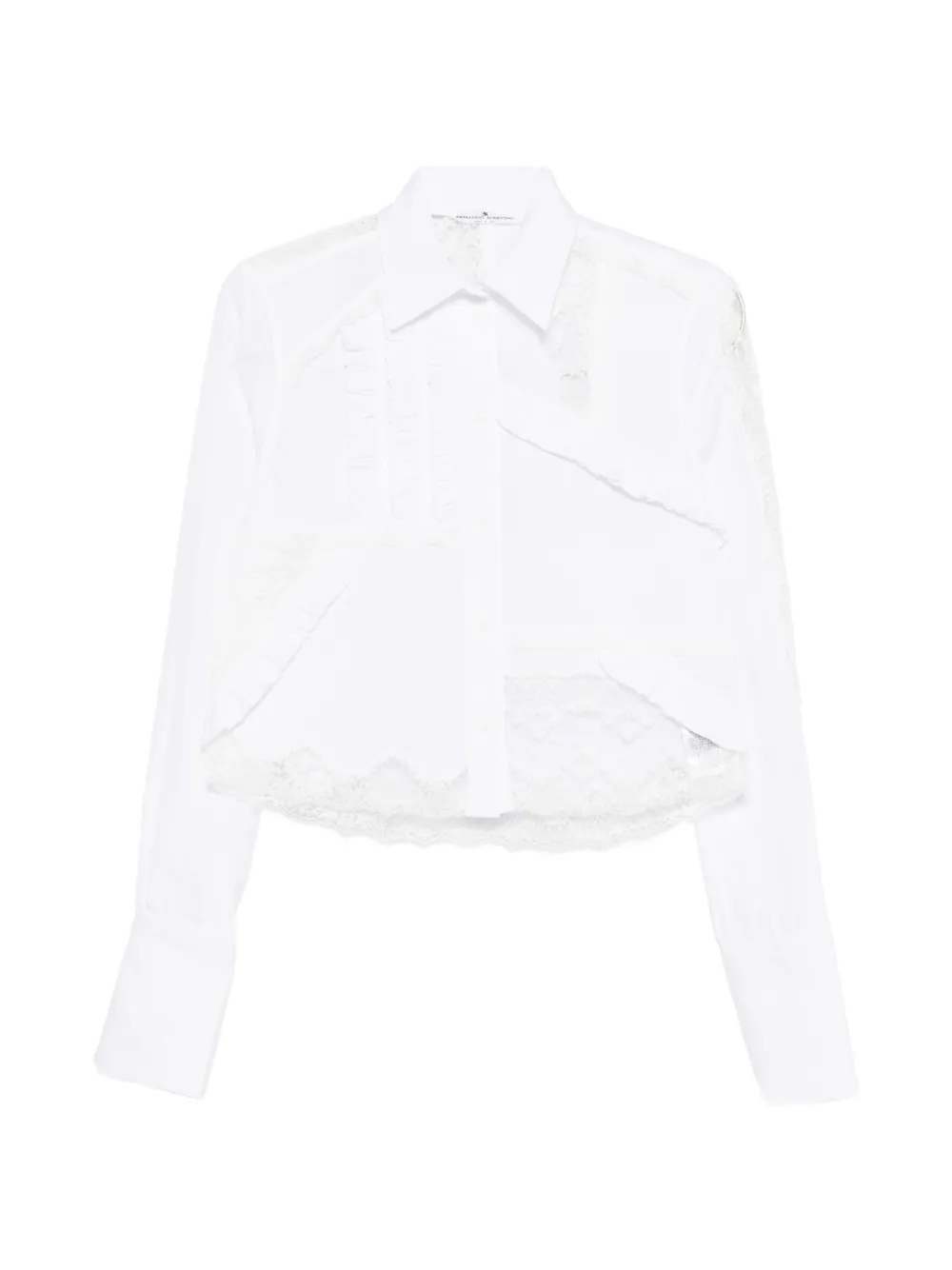 Ermanno Scervino lace-detail ruffled shirt - Bianco