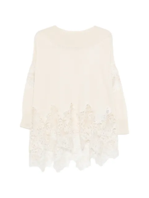 Ermanno Scervino suéter con paneles de encaje