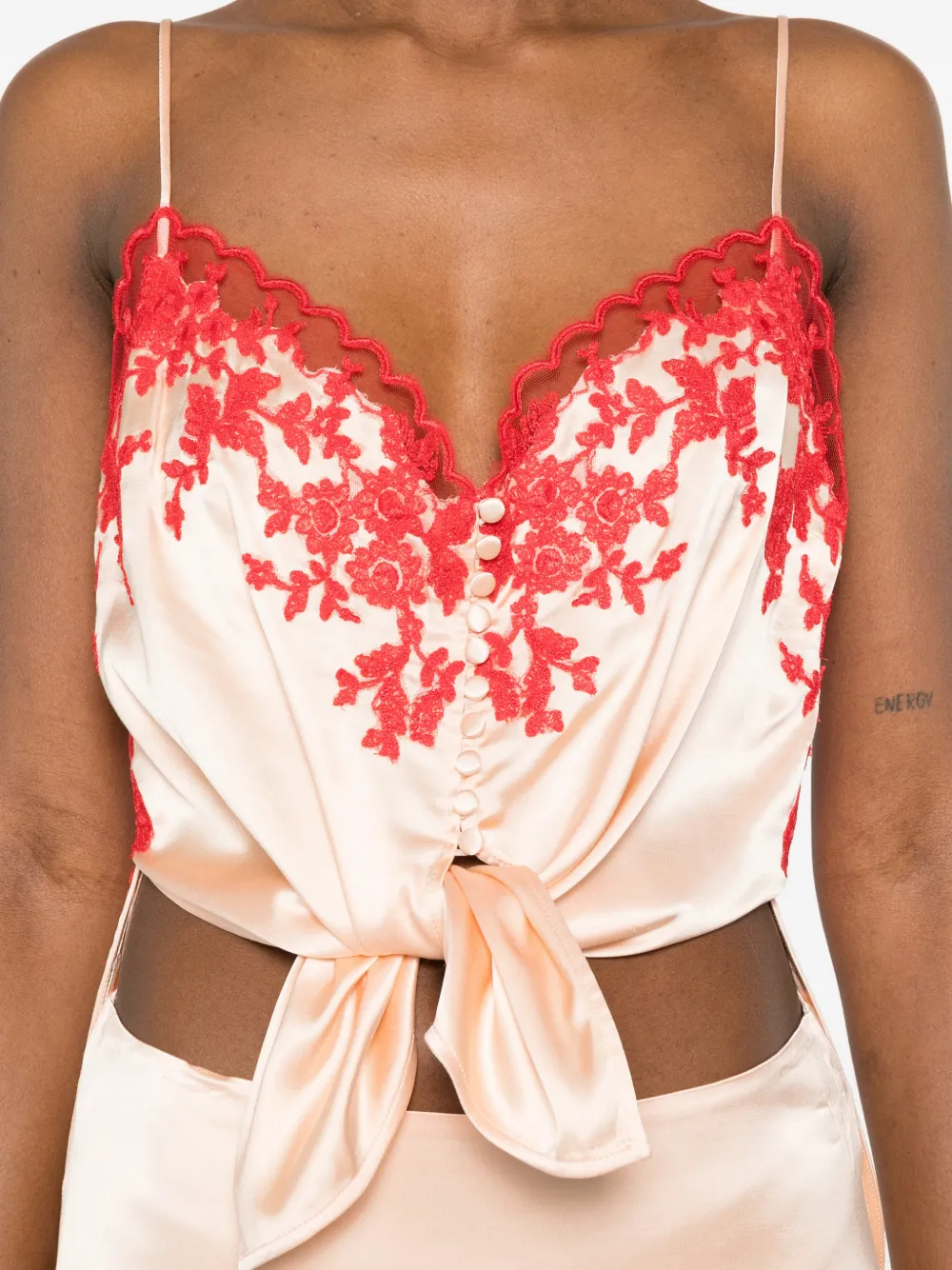 Ermanno Scervino Top met bloemenkant Beige