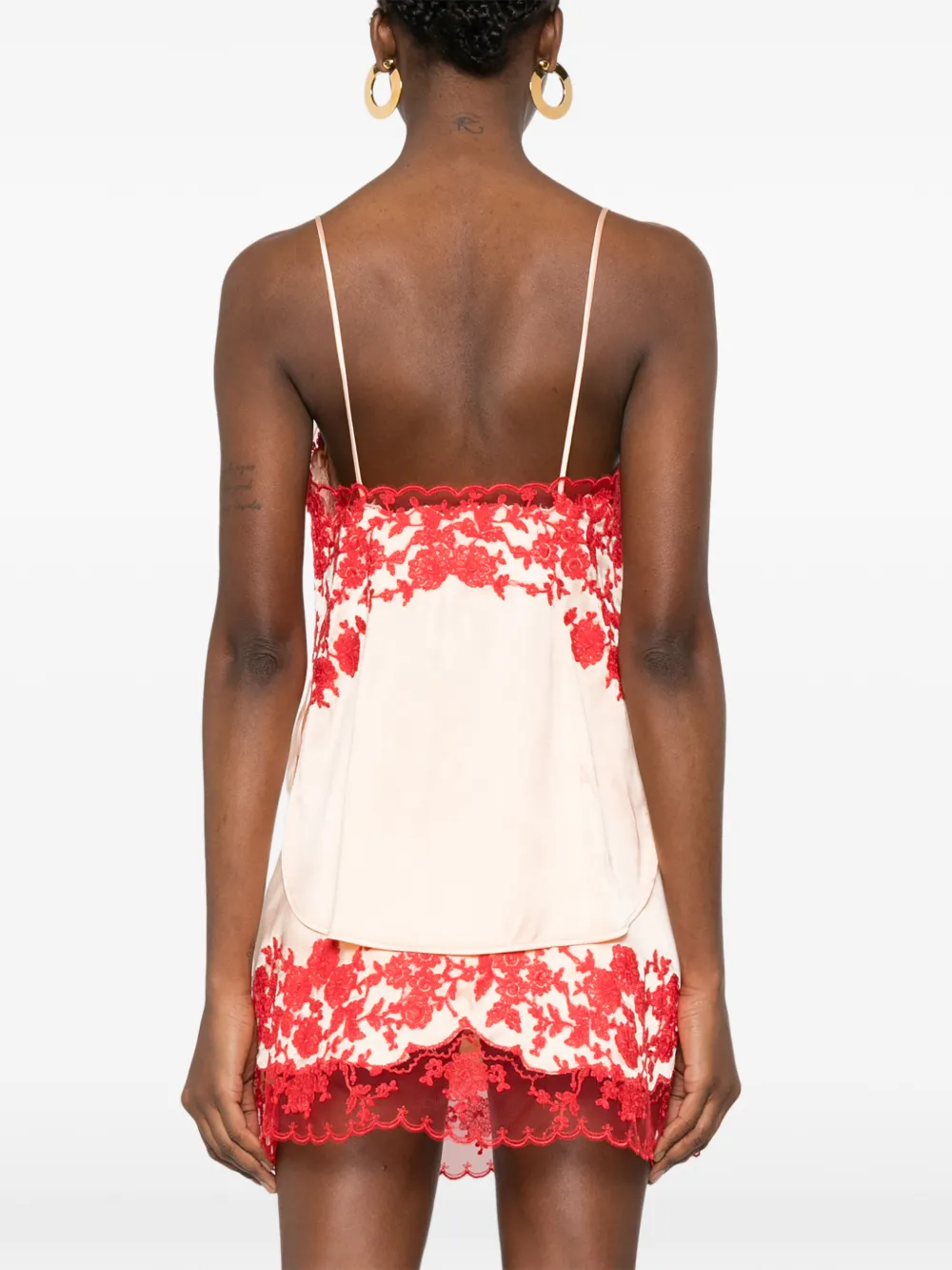 Ermanno Scervino Top met bloemenkant Beige