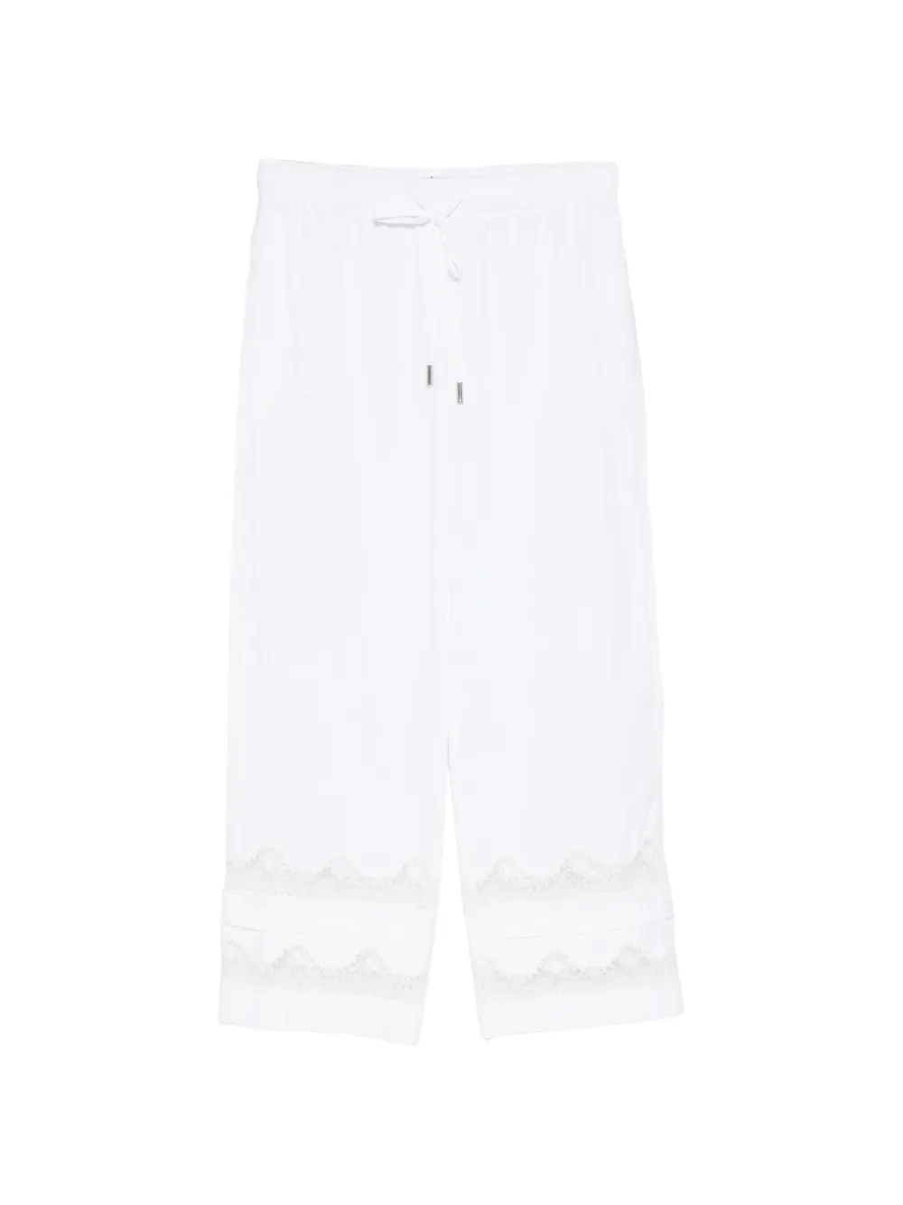 Ermanno Scervino lace-trim cropped trousers - Bianco