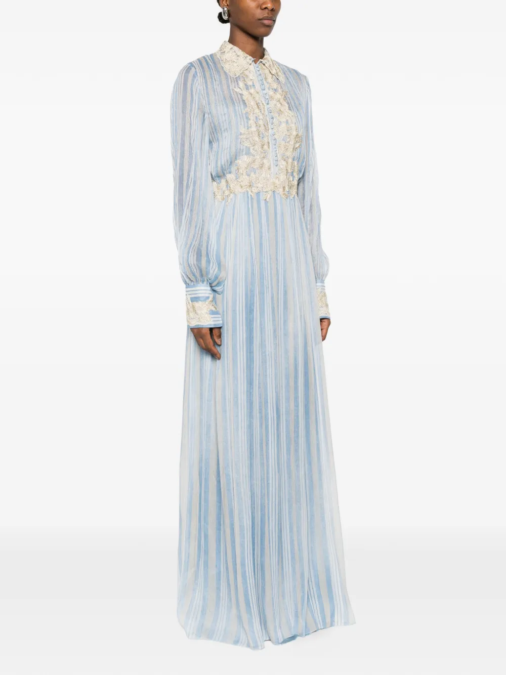  Ermanno Scervino Striped-pattern Maxi Dress - Blue 