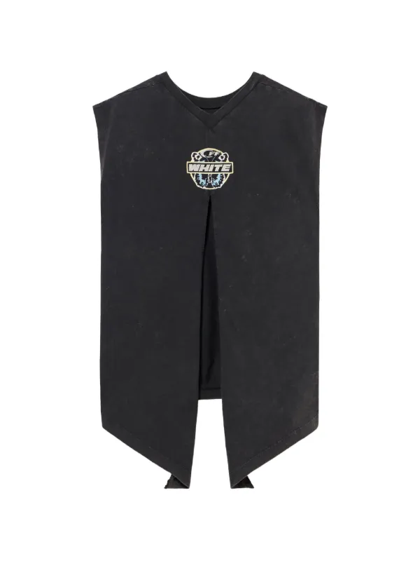 Off-White Butterfly Patch Open Back Top in Black