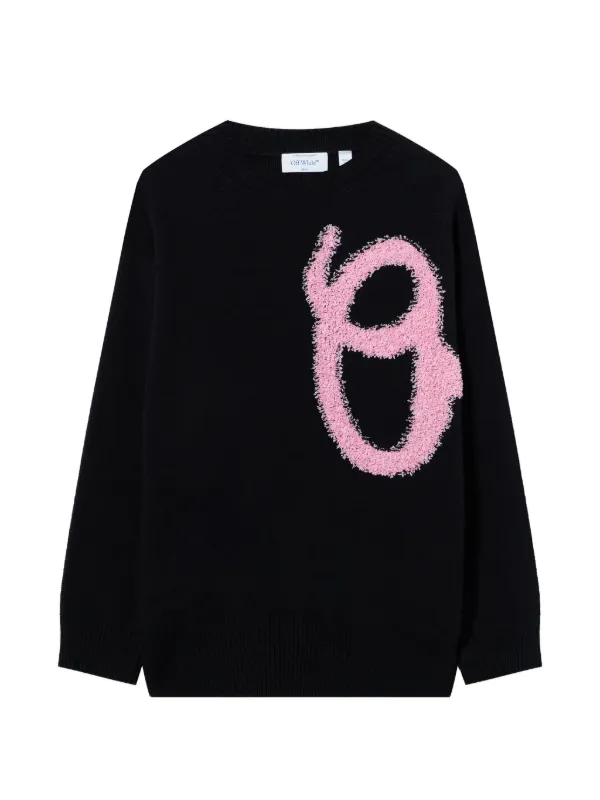Off-White Fuzzy Crewneck Knitwear in Black