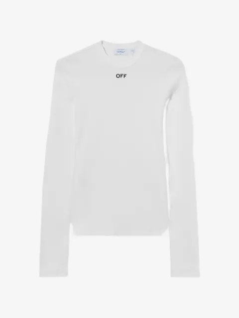 Off-White Blusa canelada mangas longas