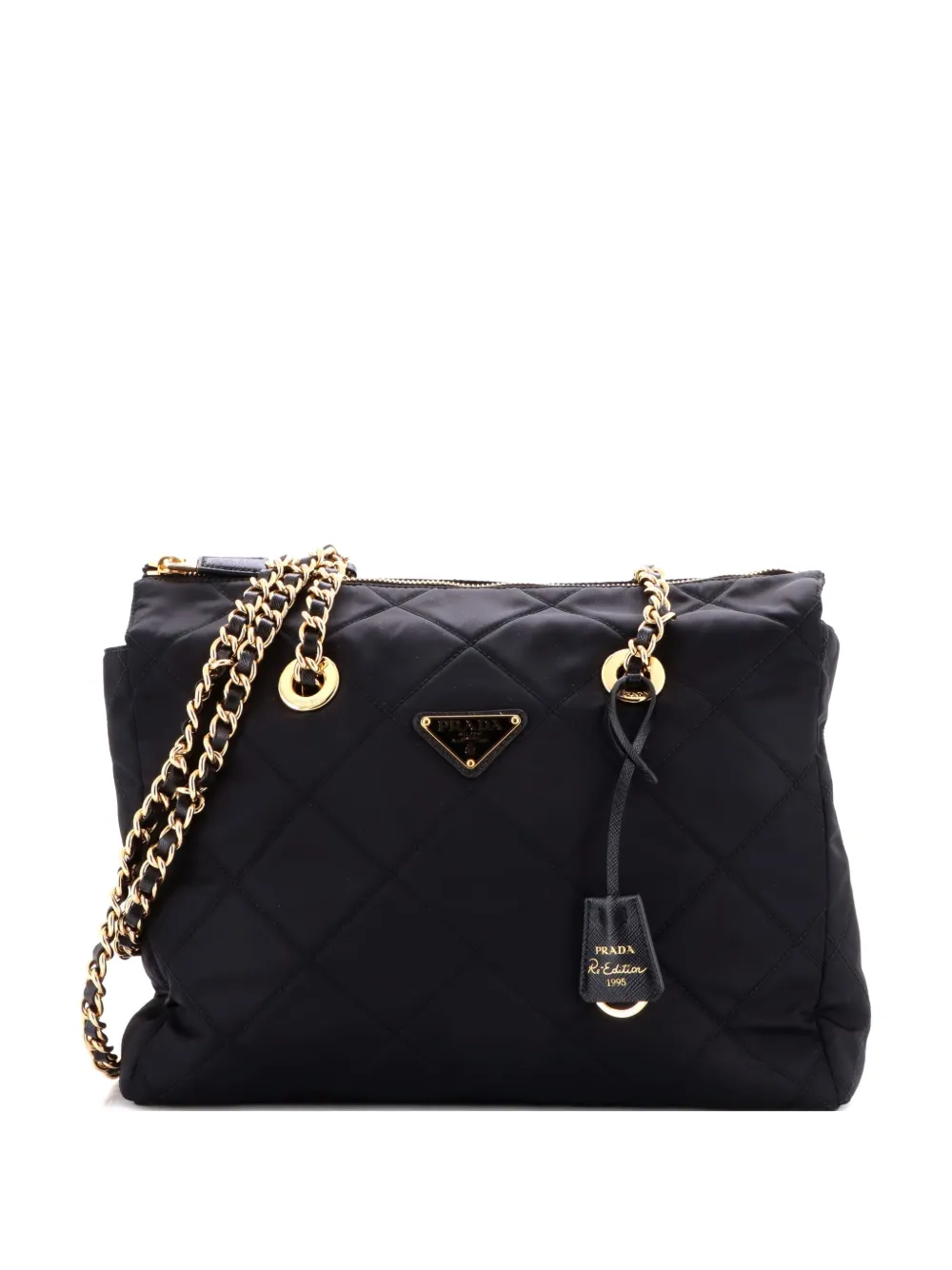 Prada Pre-Owned Re-Edition 1995 Chain Quilted Re-Nylon Medium tote bag - Nero