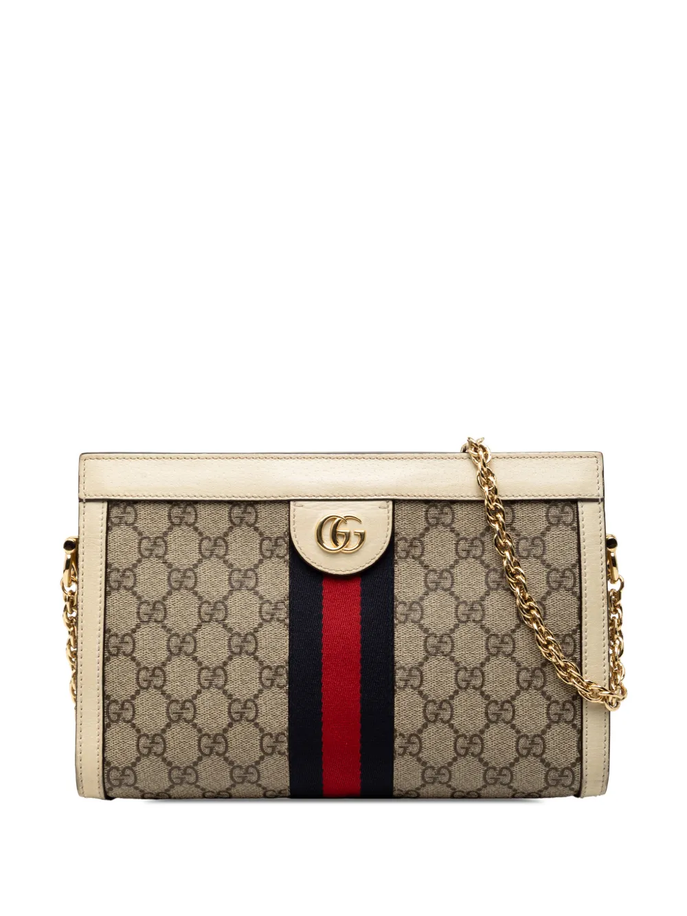 Gucci Pre-Owned 2016-2026 Small GG Supreme Web Ophidia Chain crossbody bag - Marrone