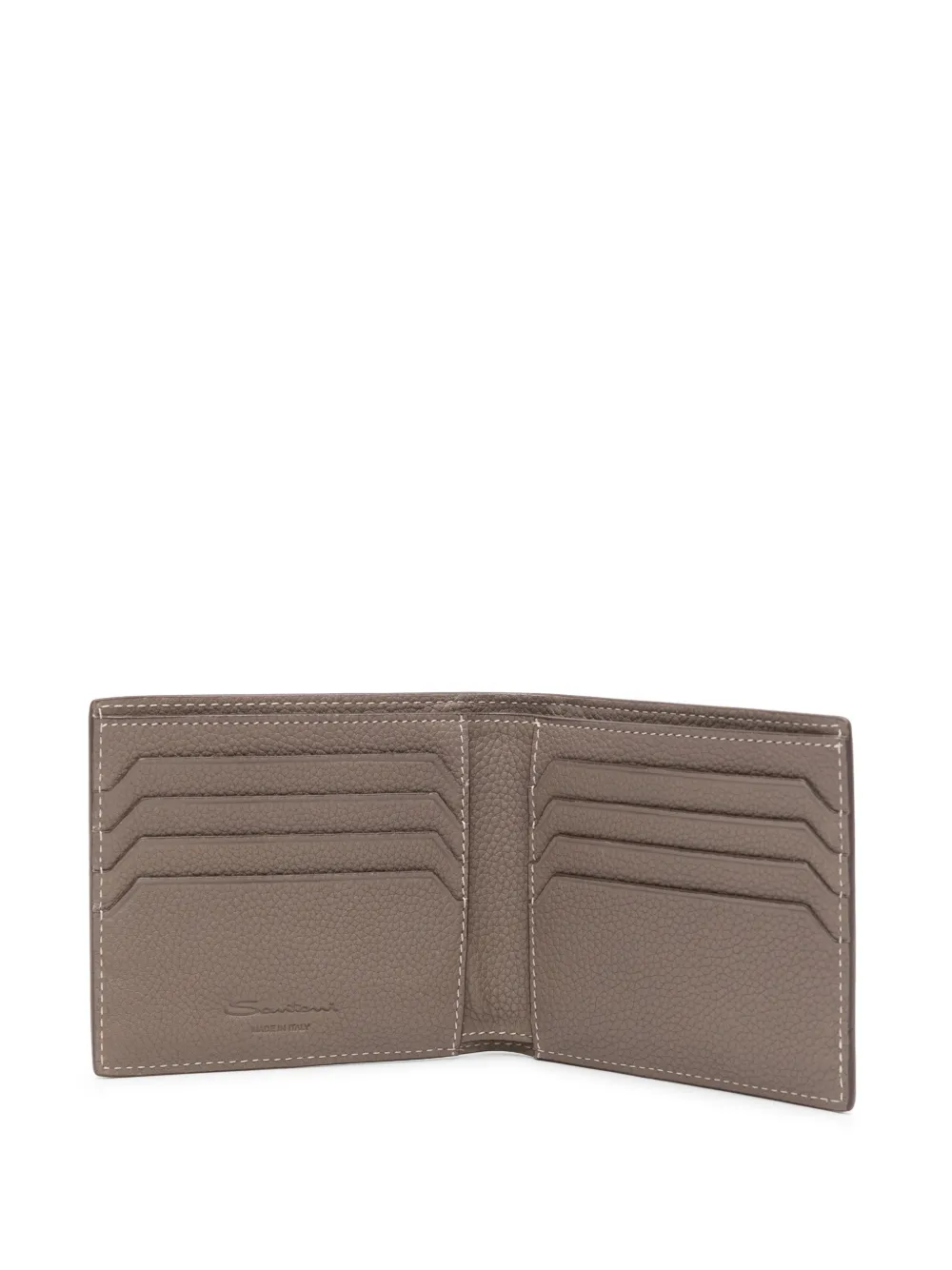 Santoni Leren portemonnee met logoprint Beige