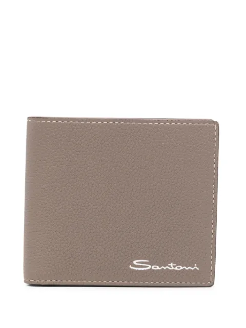 Santoni logo-print leather wallet