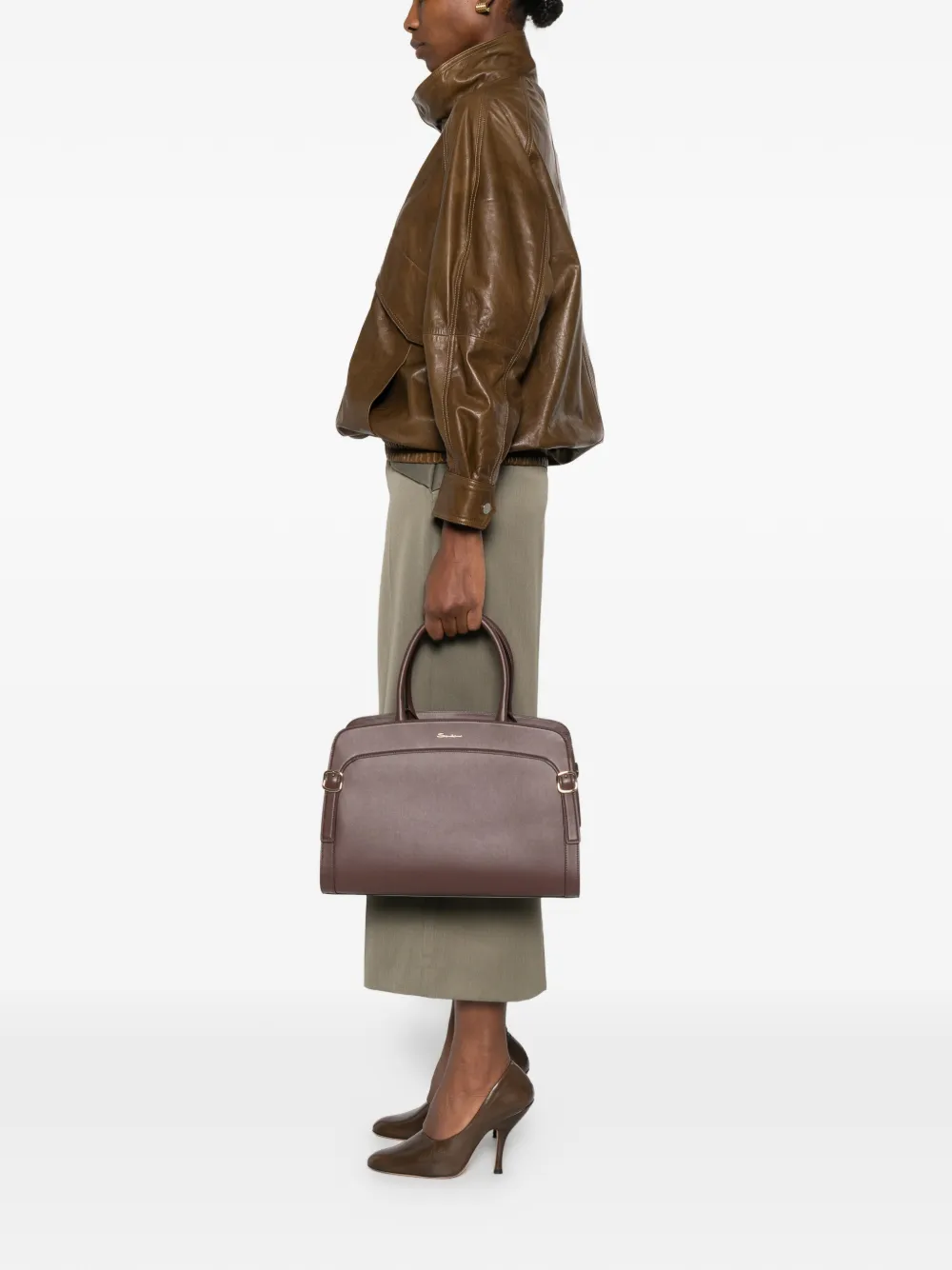  Santoni Buckle-detail Tote Bag - Brown 