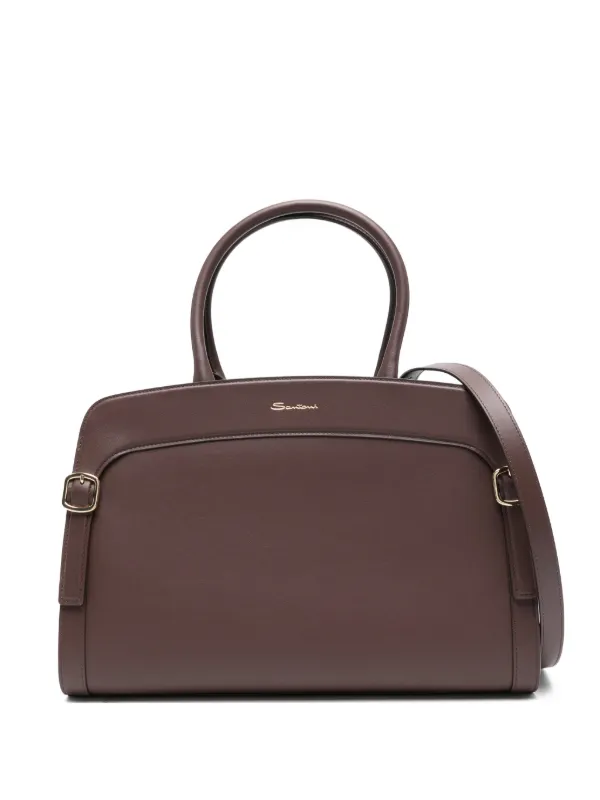 Santoni Buckle-detail Tote Bag in Brown
