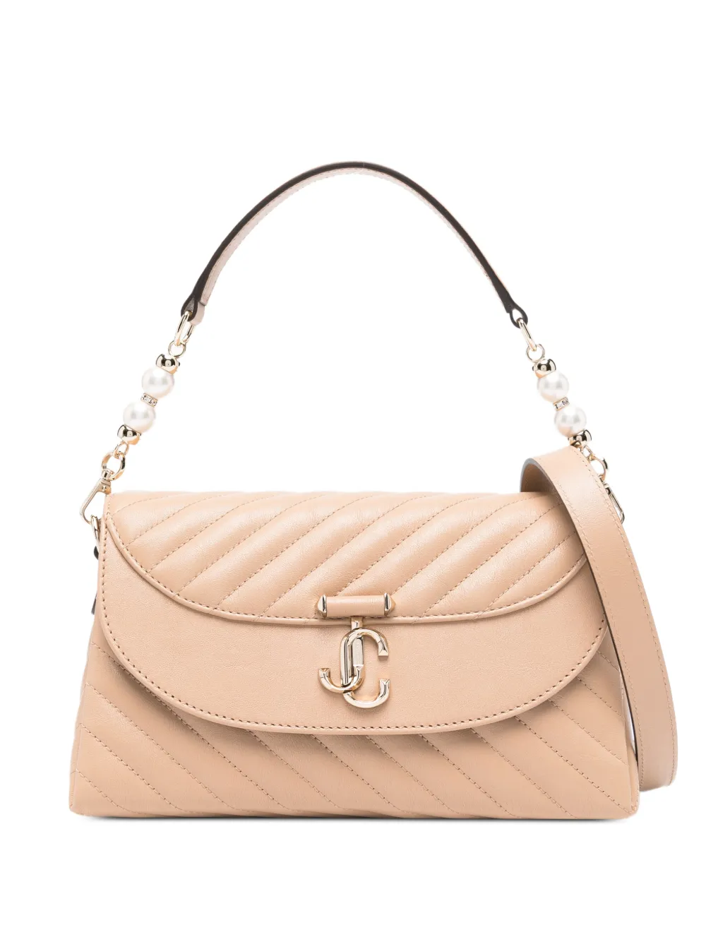 Jimmy Choo quilte logo-detail tote bag - Toni neutri