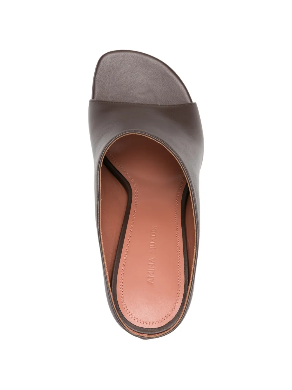 Amina Muaddi Taylor muiltjes met open neus Bruin