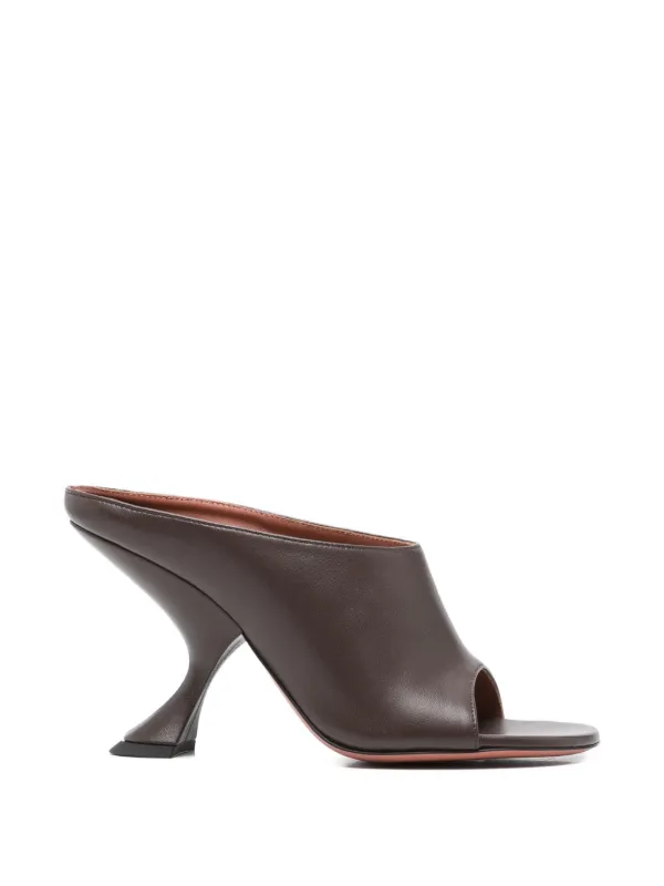 Amina Muaddi Taylor Open Toe Mules in Brown