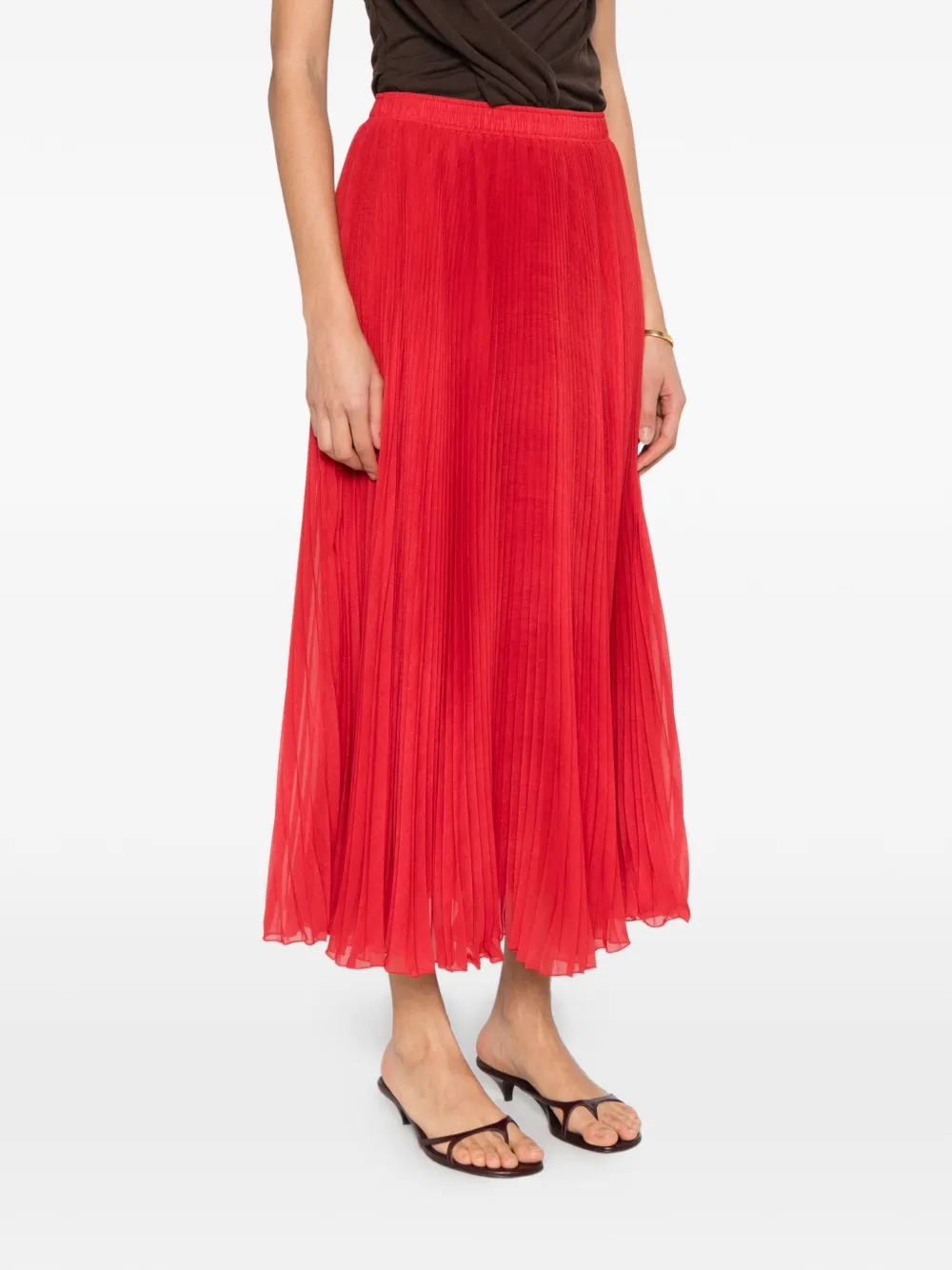  Ermanno Scervino Pleated Midi Skirt - Red 
