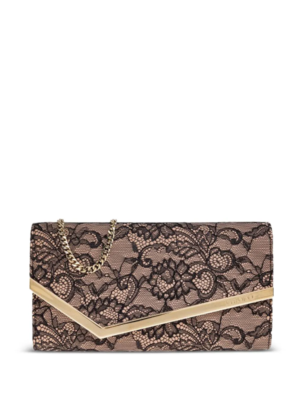 Jimmy Choo small Emmie lace chain-strap clutch bag - Toni neutri