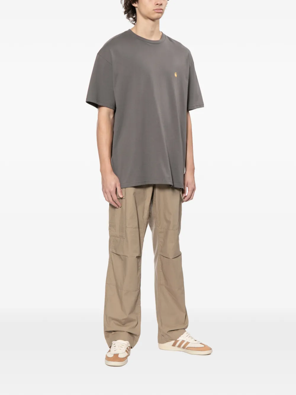 Carhartt WIP Chase T-shirt met geborduurd logo en ronde hals Paars