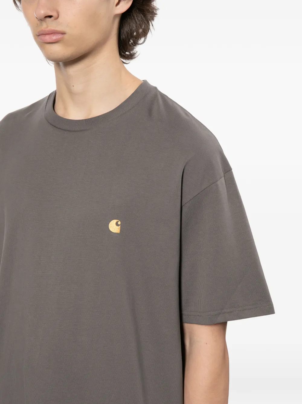 Carhartt WIP Chase T-shirt met geborduurd logo en ronde hals Paars