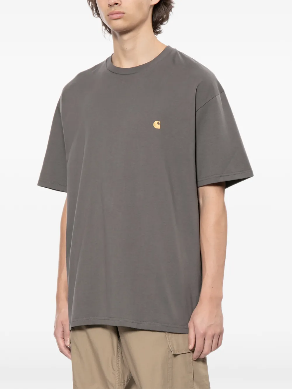 Carhartt WIP Chase T-shirt met geborduurd logo en ronde hals Paars