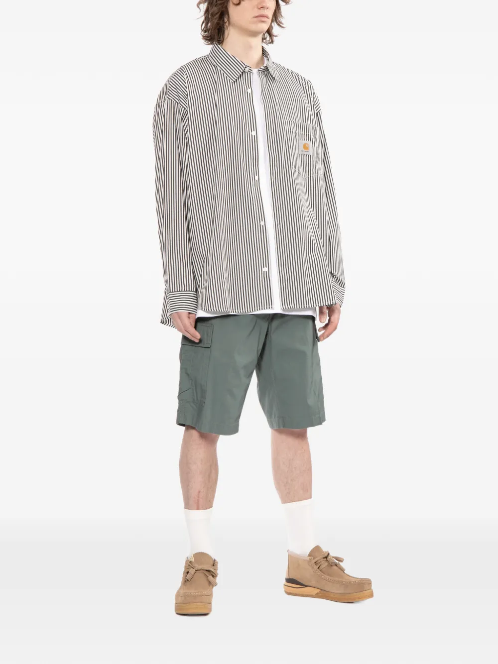 Carhartt WIP L S Daldry gestreept overhemd met borstzak Zwart