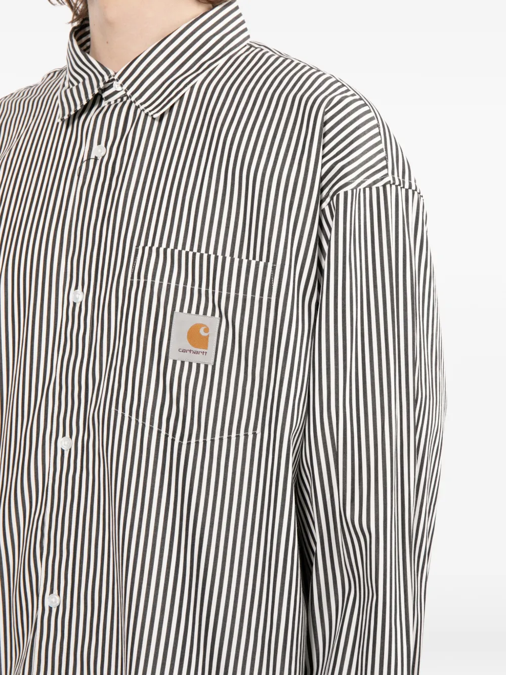 Carhartt WIP L S Daldry gestreept overhemd met borstzak Zwart