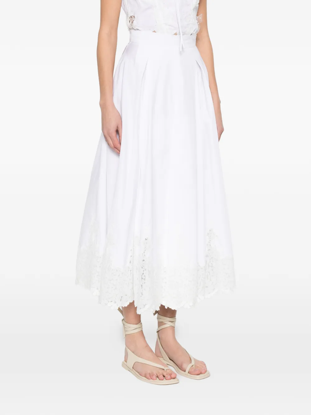  Ermanno Scervino Lace-trim Midi Skirt - White 