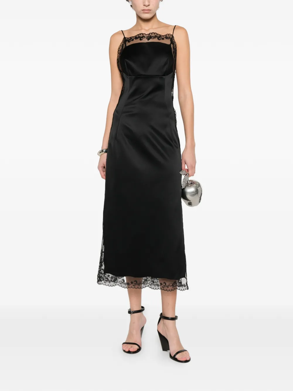 Ermanno Scervino Midi-jurk met kanten afwerking Zwart