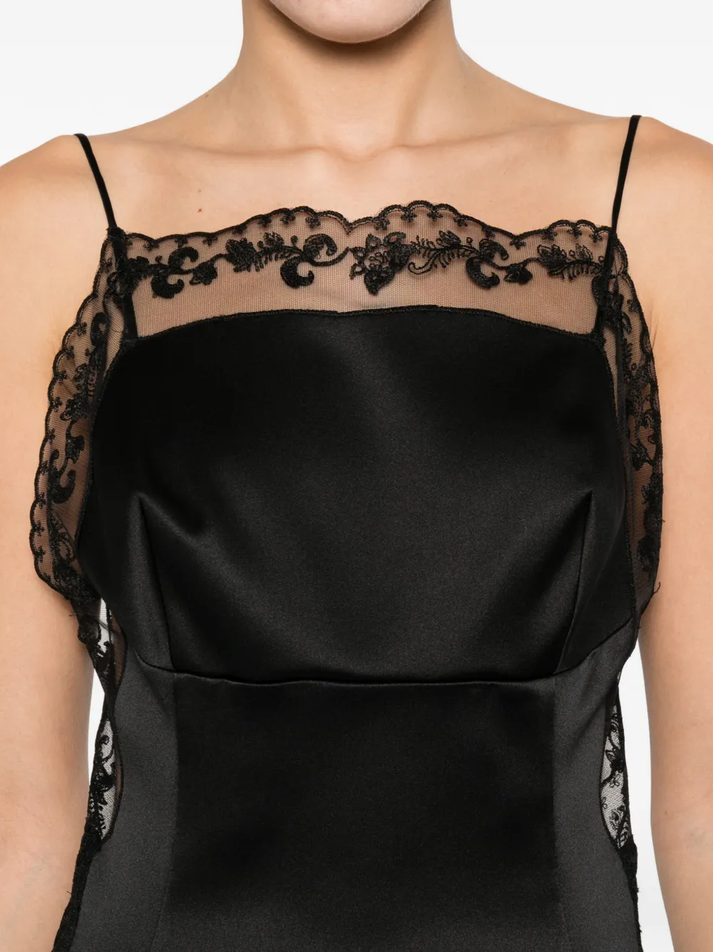 Ermanno Scervino Midi-jurk met kanten afwerking Zwart
