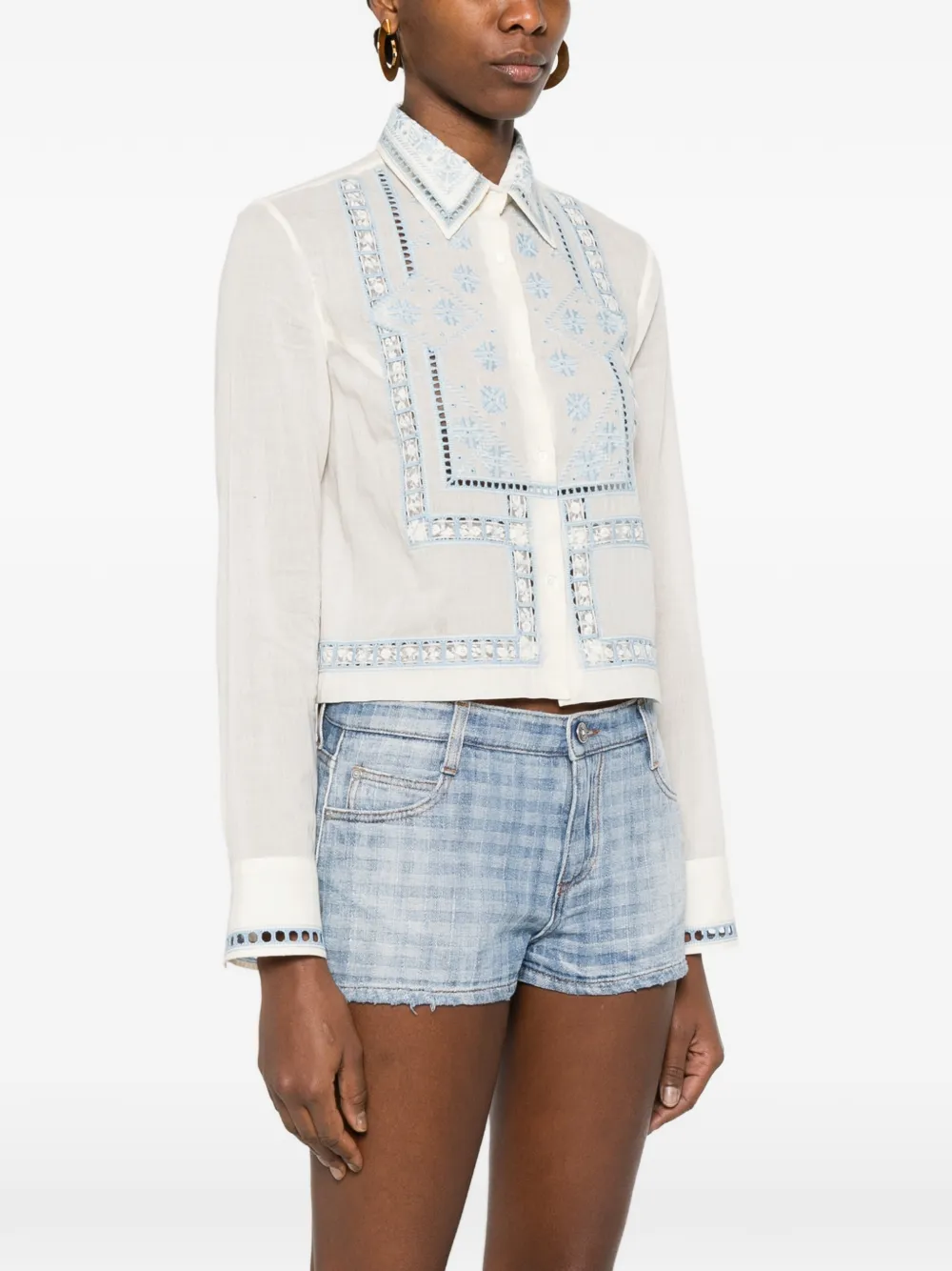  Ermanno Scervino Embroidered Top - Neutrals 