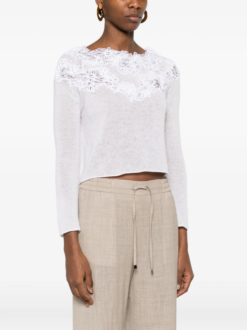 Lace-Trim Sweater