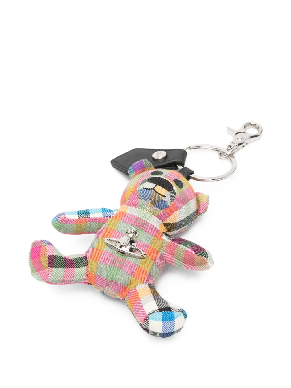 Vivienne Westwood Geruite sleutelhanger met teddybeer Roze