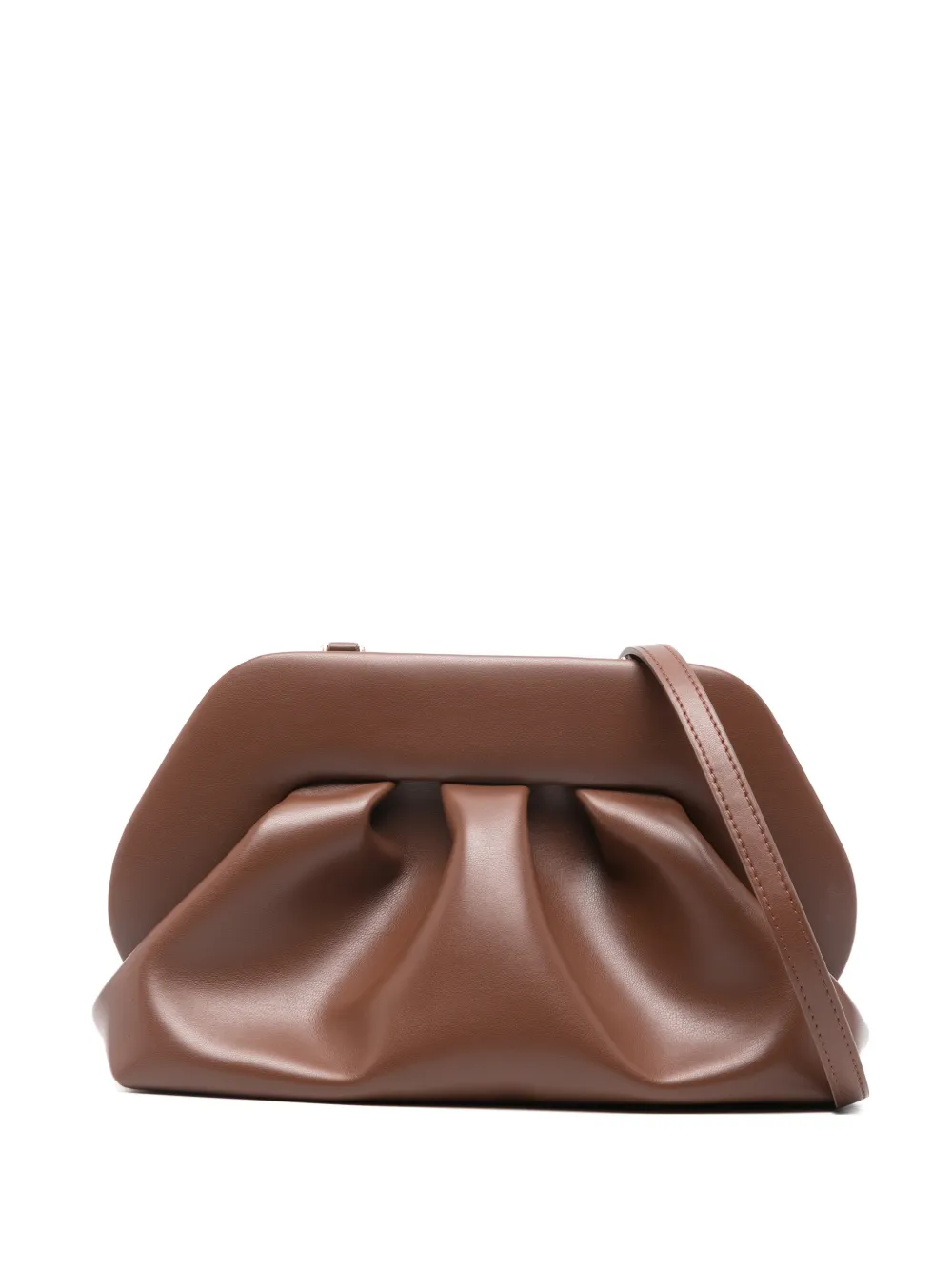 Themoirè ruched handle clutch bag - Marrone