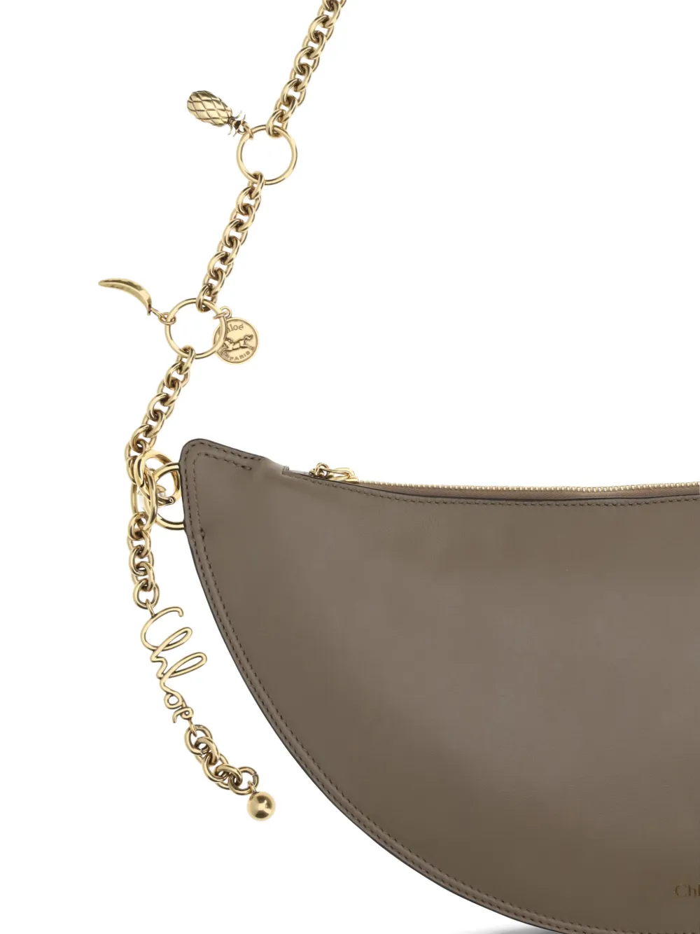 Chloé Icons leren schoudertas met ketting Grijs