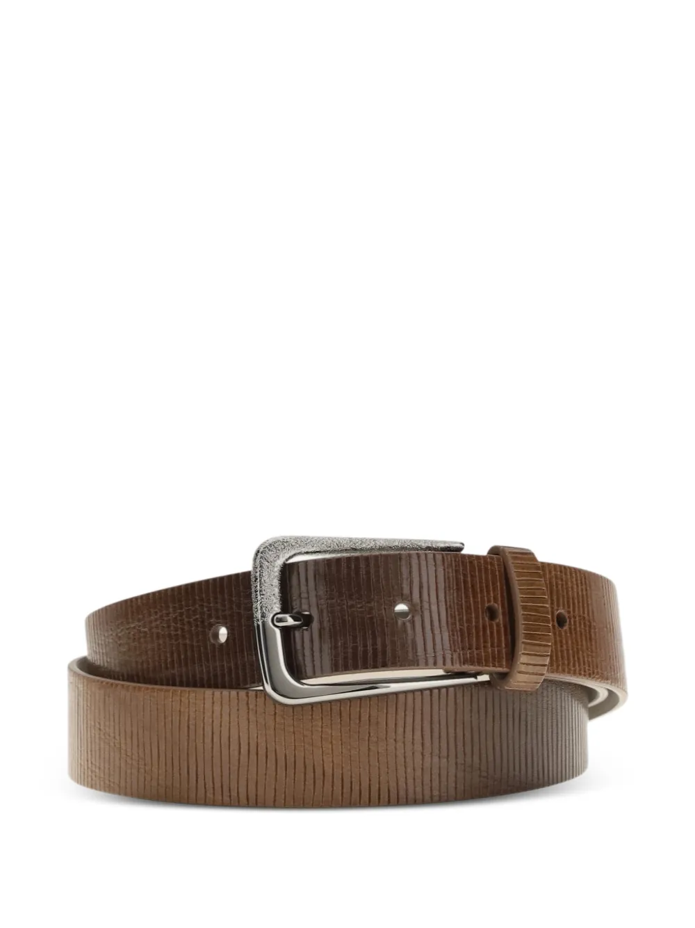 Brunello Cucinelli textured buckle leather belt - Marrone