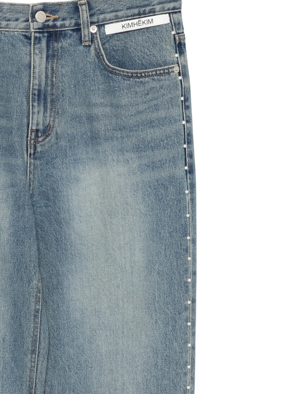 Kimhekim Jeans verfraaid met imitatieparel Blauw