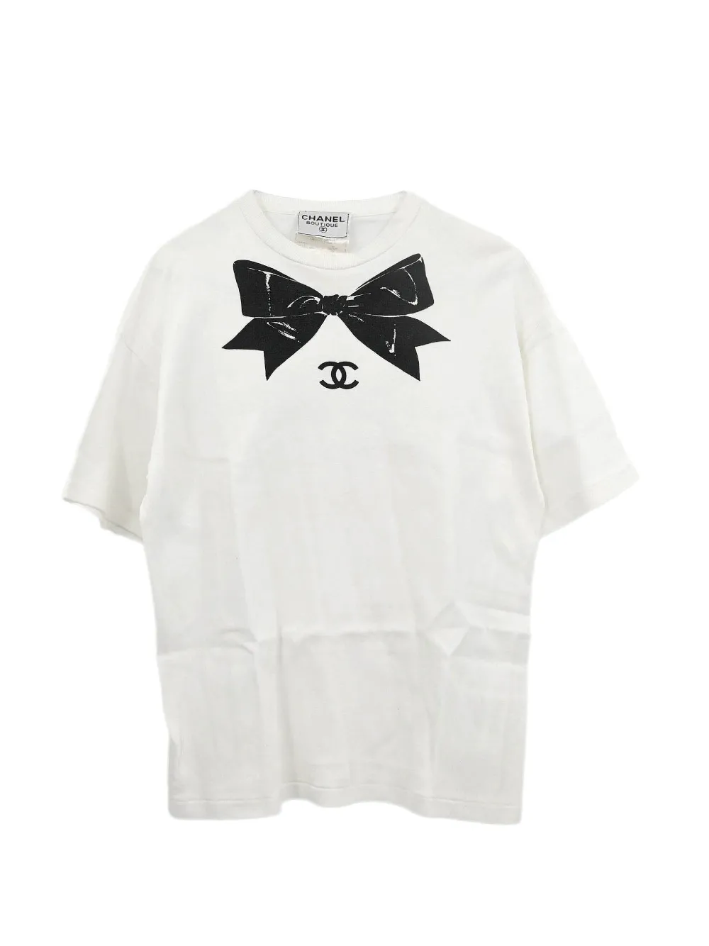 Pre-owned Chanel 1990-2000s Cc Bow-print T-shirt In White