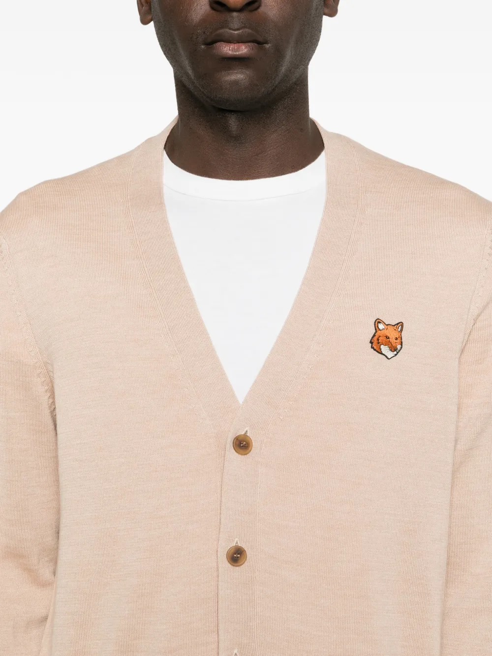 Fox-Motif Pocket Cardigan