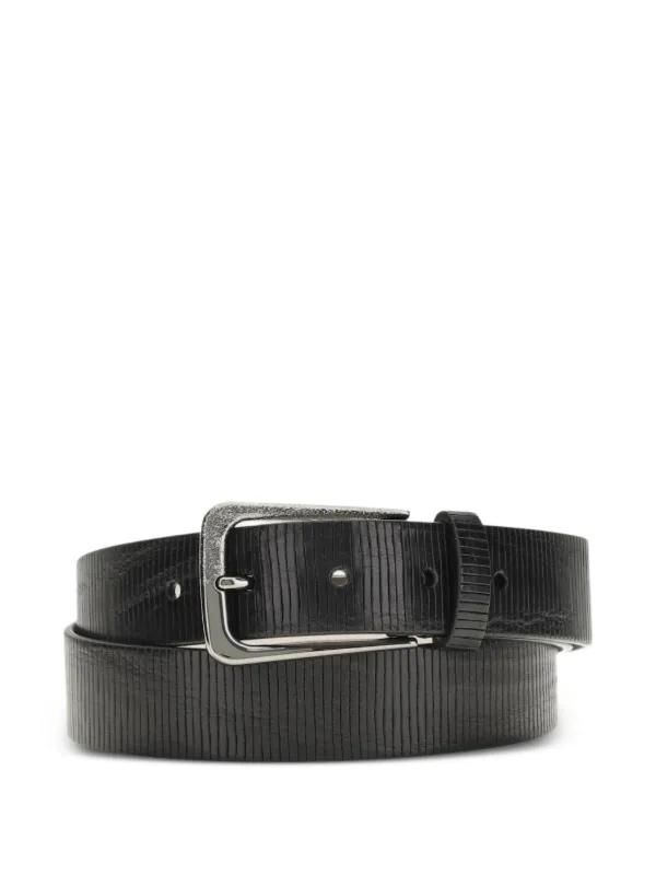 Brunello Cucinelli Grained Leather Belt in Black
