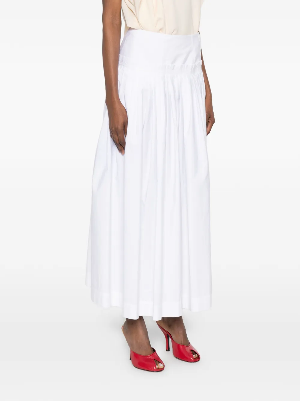  Lanvin Pleated Buttoned Maxi Skirt - White 