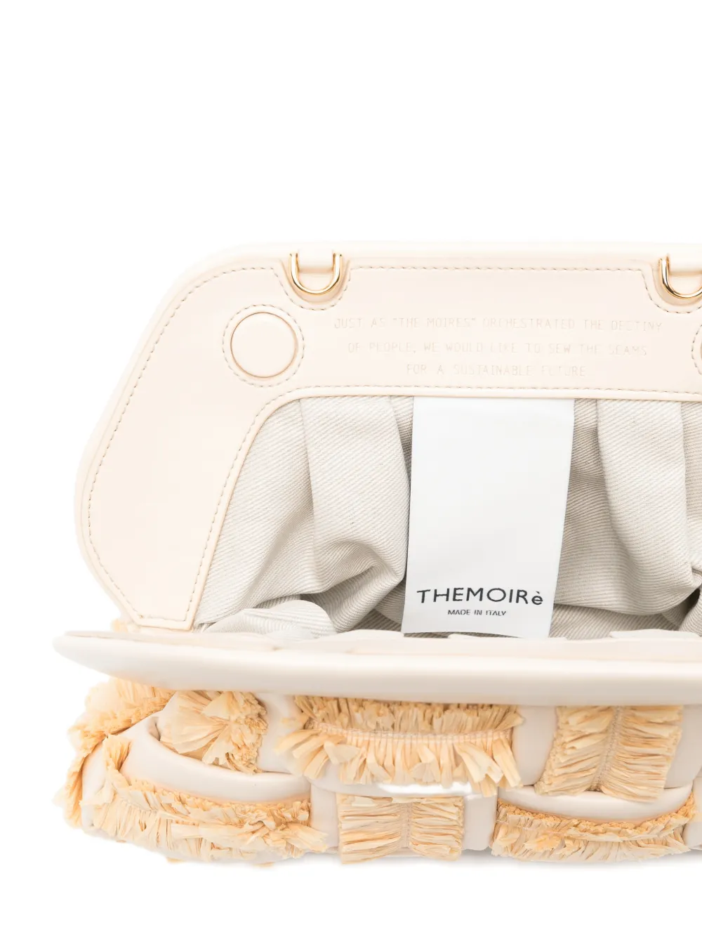 Themoirè Bios medium clutch met franje Beige