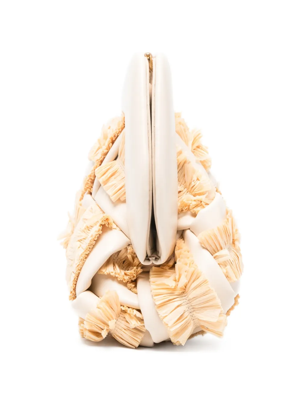 Themoirè Bios medium clutch met franje Beige