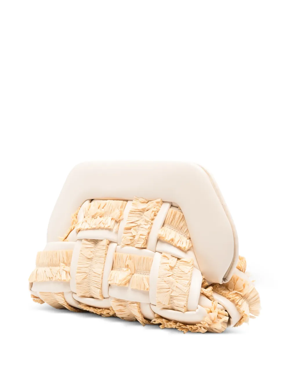  Themoirè Medium Bios Fringed Clutch Bag - Neutrals 