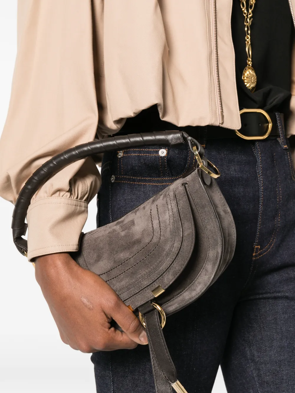  Chloé Suede Shoulder Bag - Grey 