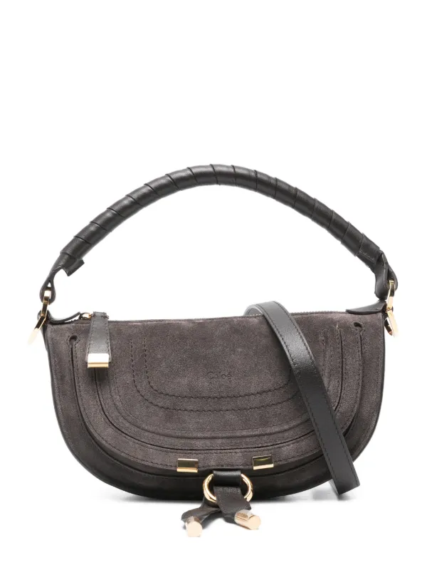 Chloé Mini Marcie Shoulder Bag in Suede Leather in Grey