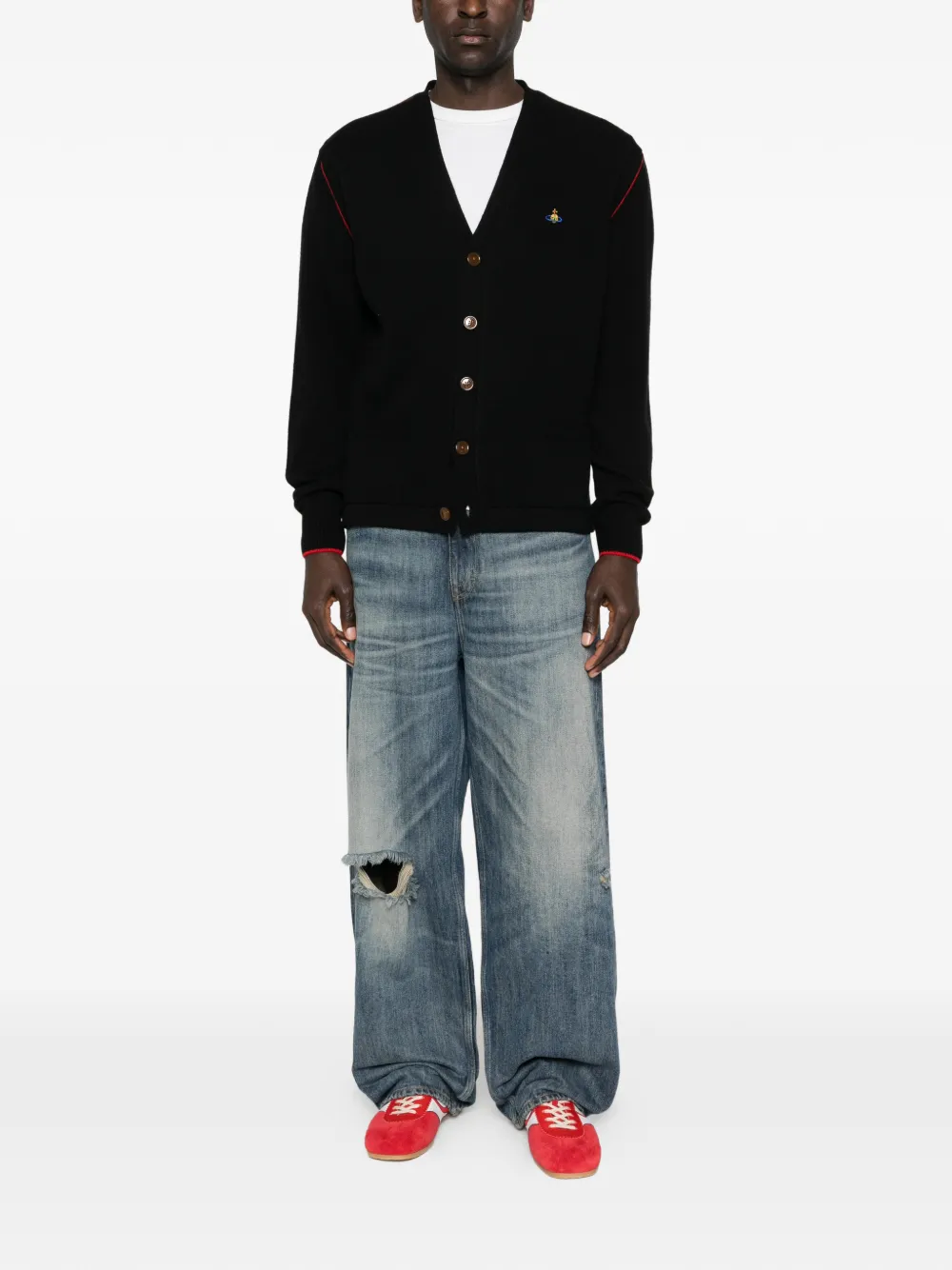 Vivienne Westwood Vest met V-hals en knoop Zwart