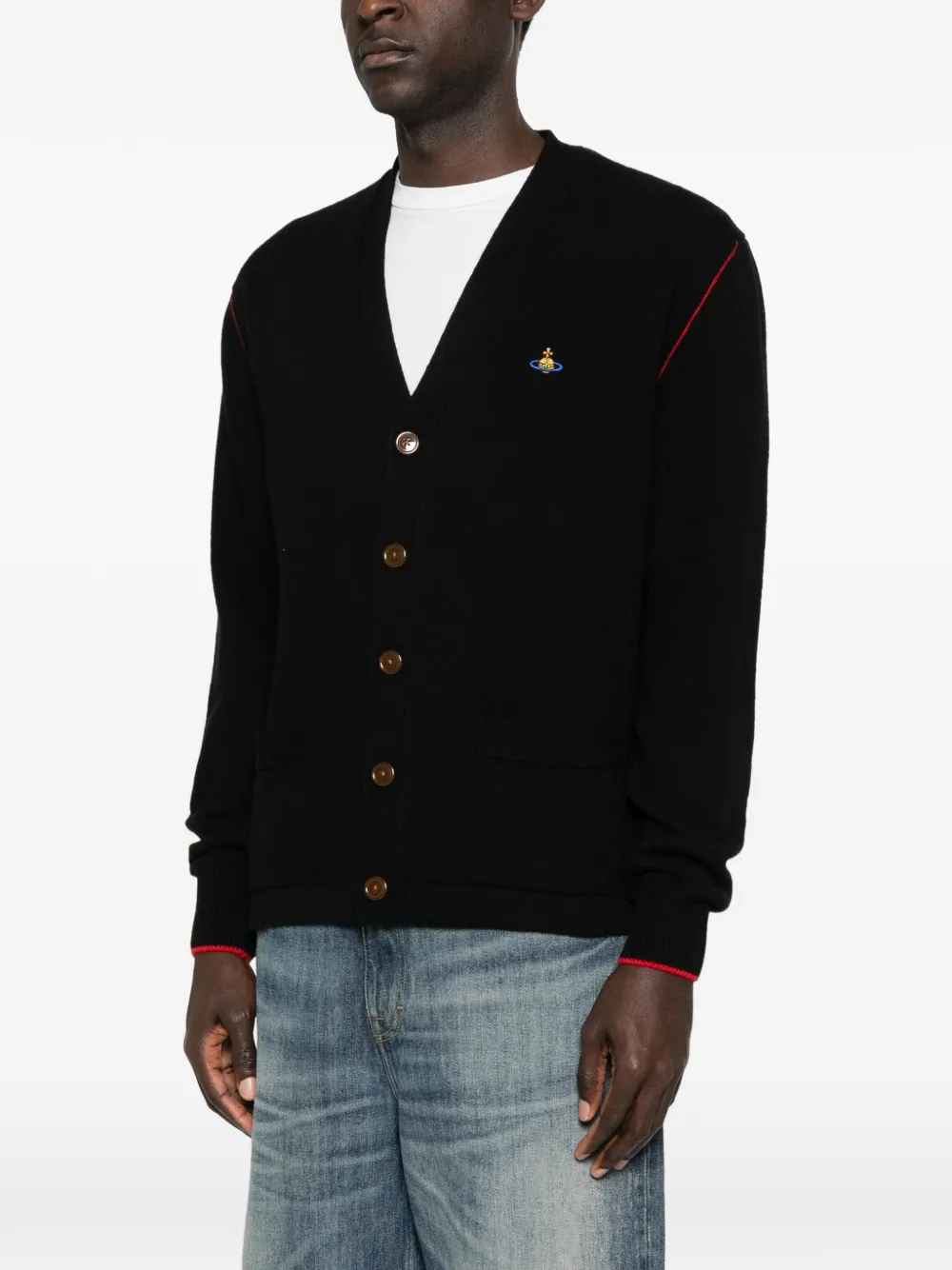 Vivienne Westwood Vest met V-hals en knoop Zwart
