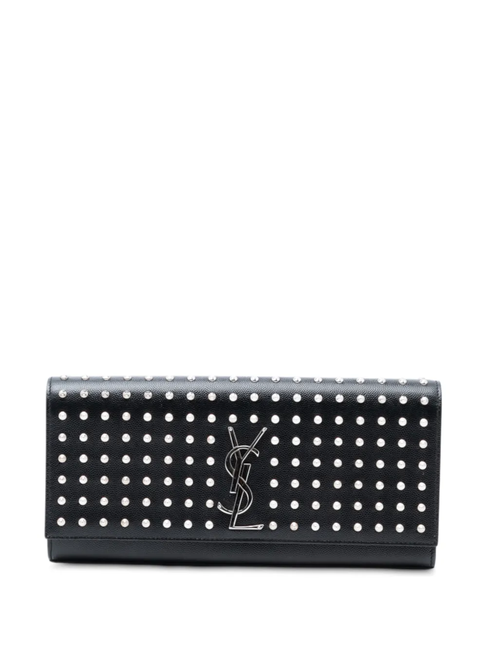 Saint Laurent Pre-Owned 2014 Grain De Poudre Classic Monogram Studded clutch bag - Nero