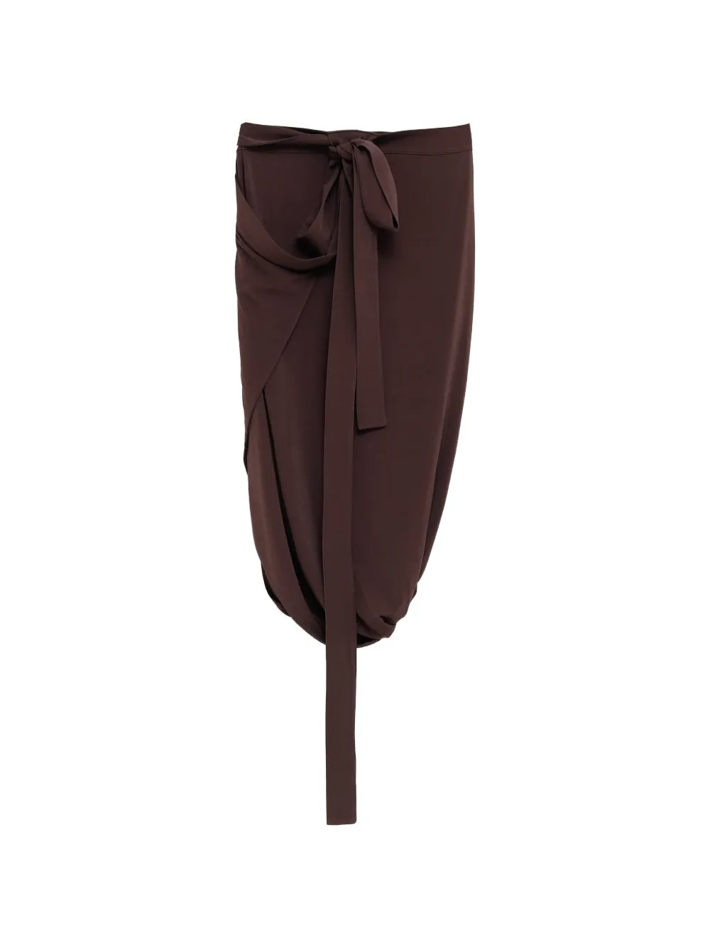 LEMAIRE tie-detail draped midi skirt - Marrone